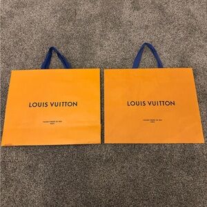 Louis Vuitton Bold Orange Bags with Blue Handles